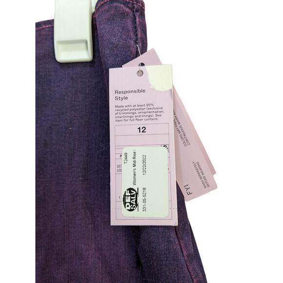 Wild Fable Denim Mini Skirt 12 Purple Coated High Rise Notch Front Stretch Micro - Picture 2 of 9